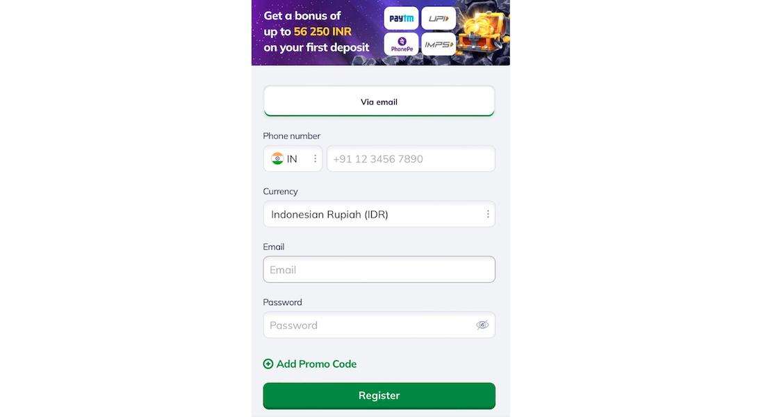 Quick Valor bet app login at mobile devices