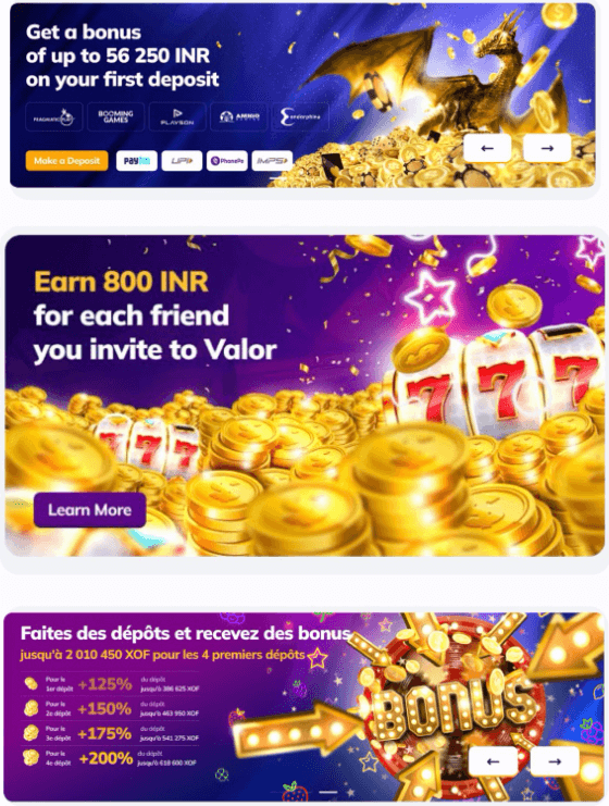 Bonus Valor Bet Casino